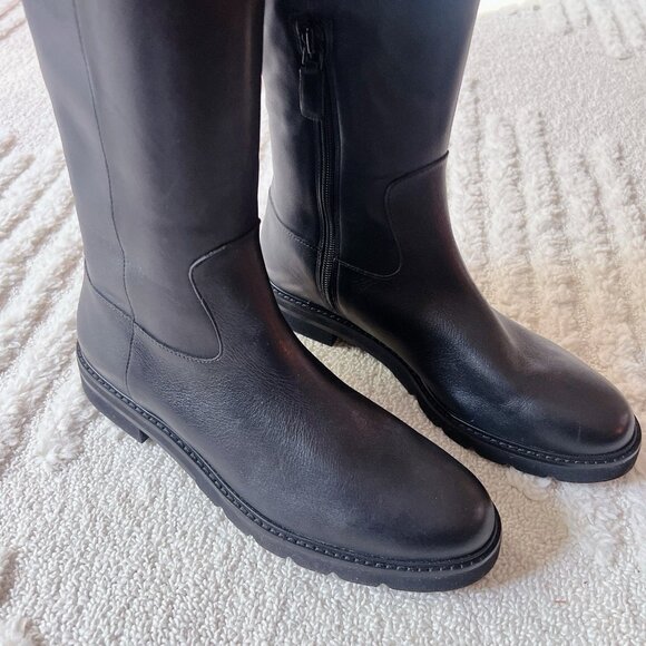 Stuart Weitzman Chicago Over-the-Knee Lug Boots Black Leather US 8.5 - Picture 6 of 10